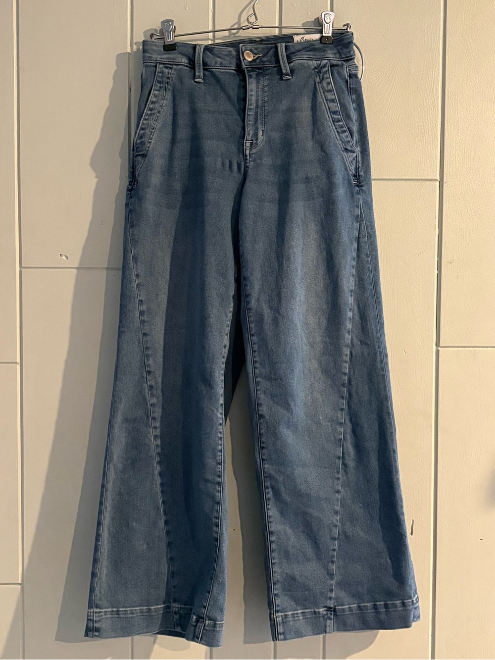 Cosmic Blue Love Wide Leg Jeans Size 26 Petite High Rise Trouser